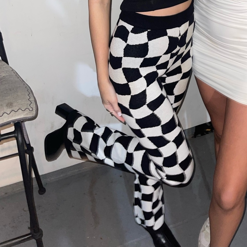 Bailey Rose black and white checkered high rise pants